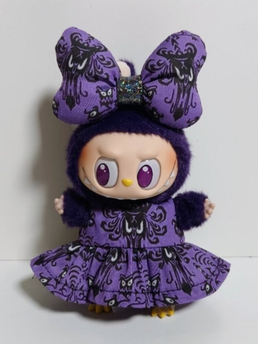 Disney Mickey Wall Paper Print Haunted Mansion Dress and Bow For Labubu